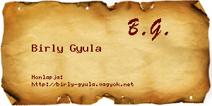 Birly Gyula névjegykártya